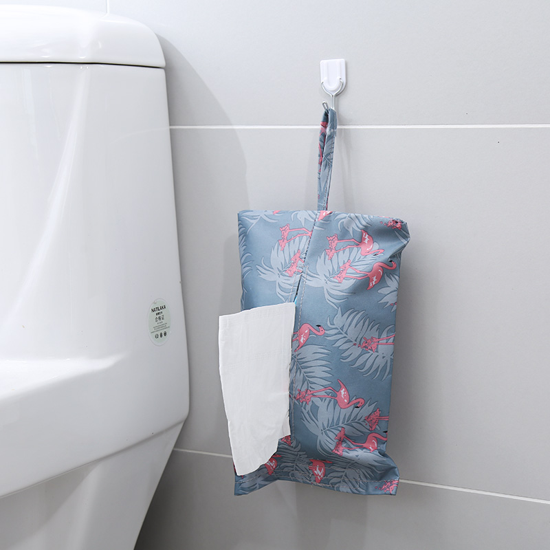 Hanging fabric tissue box Removable toilet paper set Powder room household fresh and cute removable toilet paper bag Waterproof Oxford cloth tissue bag