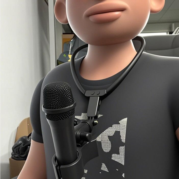 Neck-Mounted Microphone Stand Singing Tool for Guitar Playing and Singing, Magician Ventriloquist Host Hands-Free Microphone Clip