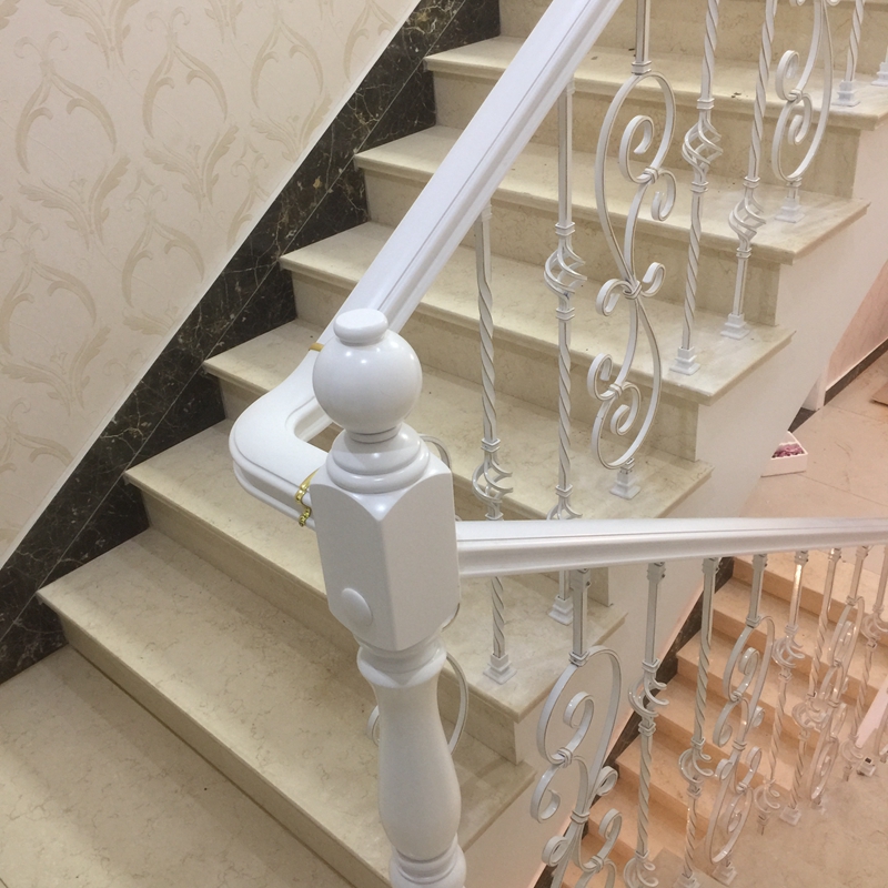 White Gold Solid Wrought Iron Stair Handrail Railing Column