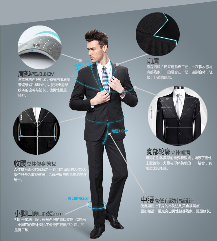 Bộ đồ vest Anh Slim phiên bản Hàn Quốc Đám cưới chú rể chuyên nghiệp áo dạ nam