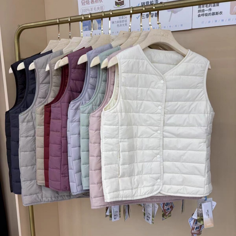2026 New Model Mr. Bright Needle Mousse Sandwich Silk Cotton Women's Vest Autumn and Winter Warm Sleeveless Top 3512