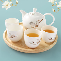 Chinese ceramic tea set water Cup household set living room cup water set tea tea cold water set Magnolia Cup with plate