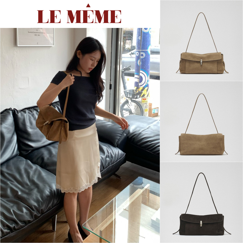 Authentic Korean Lememe Designer Brand Sac Grand Amelie Flip Lock Suede Bag Hobo Bag Authentic Korean Lememe Designer Brand Sac Grand Amelie Flip Lock Suede Bag Hobo Bag