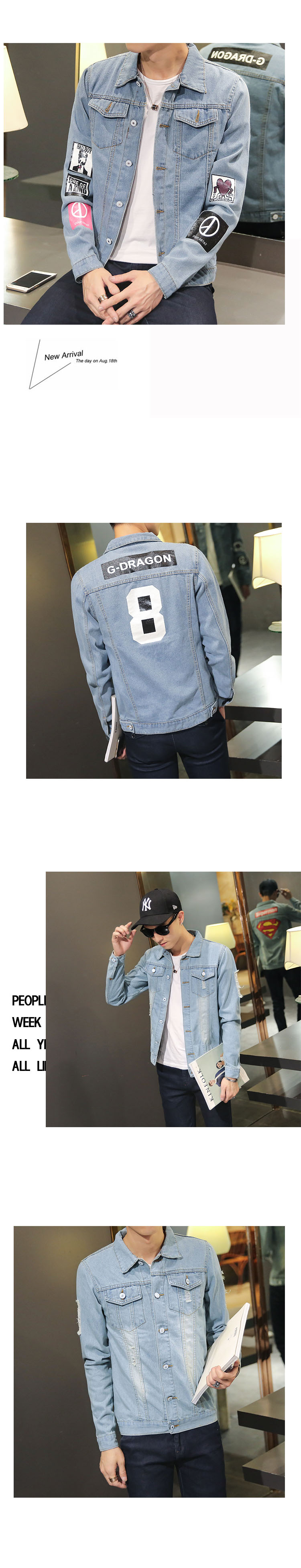 Áo khoác denim nam mùa xuân phiên bản Hàn Quốc của học sinh lỗ nhỏ đẹp trai Nhật Bản retro nam áo khoác dài tay áo thủy triều áo khoác nam cao cấp nhập khẩu