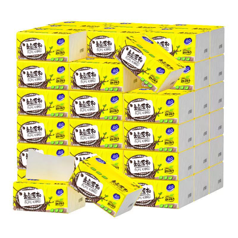480 Sheets * 80 Packs of Thickeneded Bamboo Fiber Large Size Hand Towels with Yellow Printing Full Box Classic Baby Roll Paper