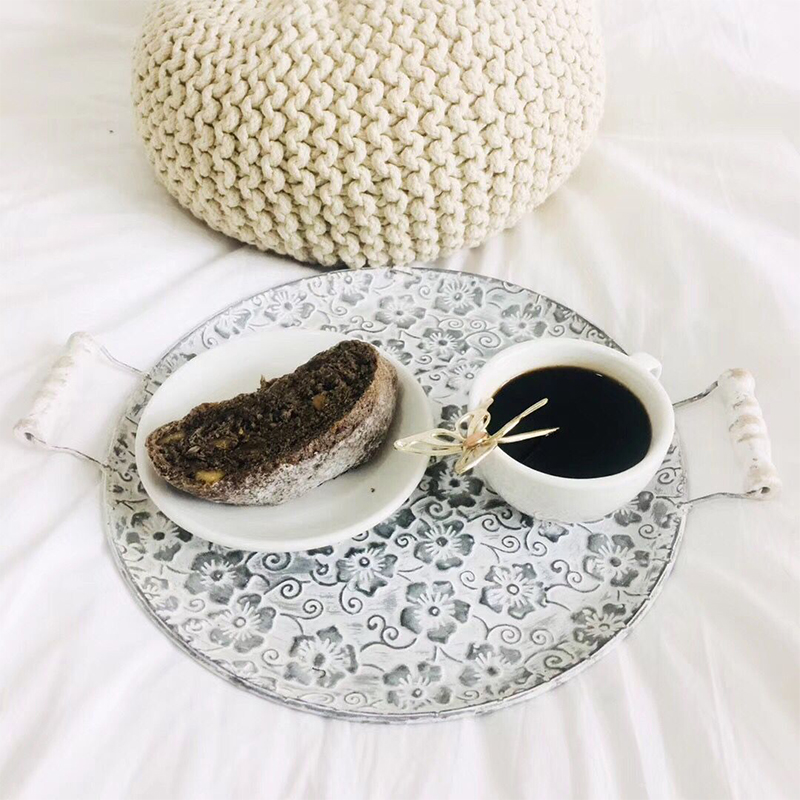 French retro gardening flower tray photo props round home decoration metal luxury creative tea cup fruit