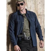 Quick-drying tactical shirt mens outdoor long-sleeved breathable military fan multi-pocket elastic quick-drying shirt lapel mountaineering jacket