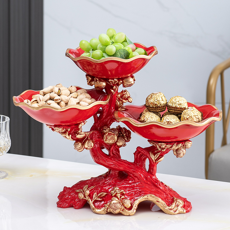 High-End Red Wedding Fruit Plate, Living Room Wedding Celebration Plate, Household Multi-Layer Fruit Plate, New Year Candy Plate, Dried Fruit Plate High-End Red Wedding Fruit Plate, Living Room Wedding Celebration Plate, Household Multi-Layer Fruit Plate, New Year Candy Plate, Dried Fruit Plate