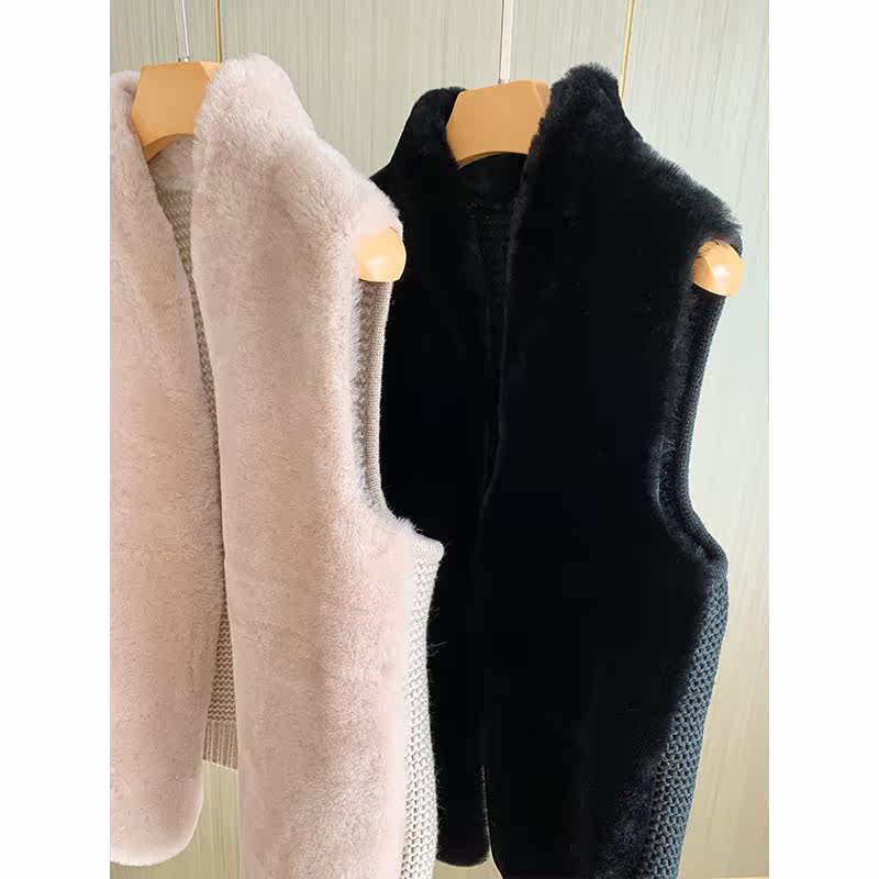 Australian fur sheep shearling fashion stitching design sleeveless ladies vest vest short coat new style