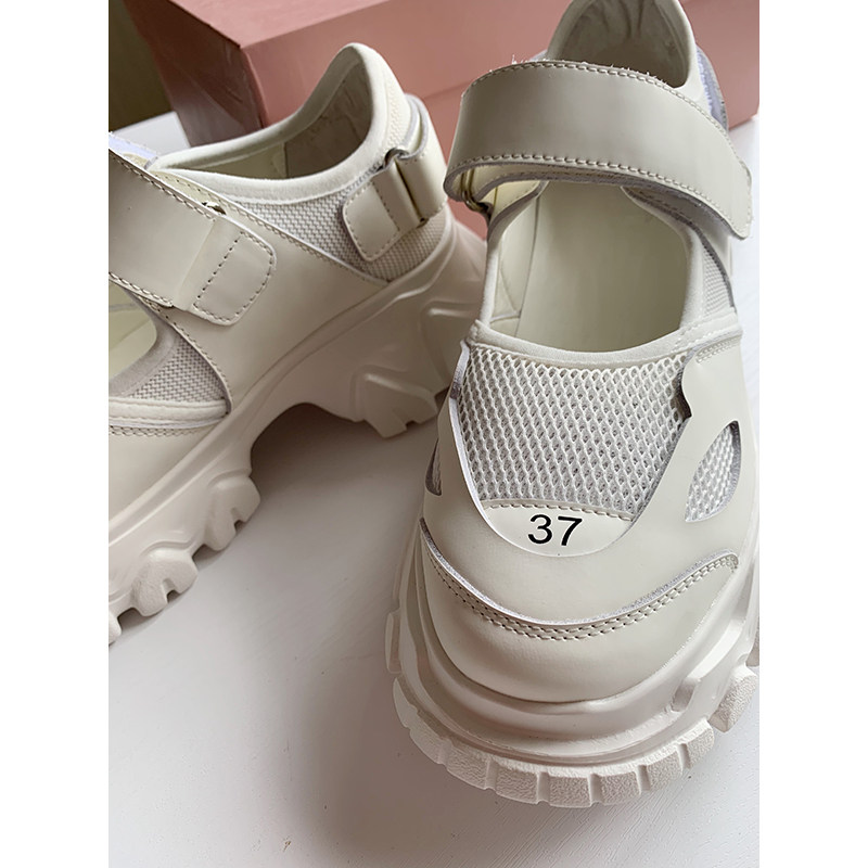 Fashion Old Daddy Shoes ~ Handy Minimalist YoBaotou Pine Pastry Base Fetal Calf Leather Low Helps Soft Bottom Magic Stick Sandal Sandal Women Summer