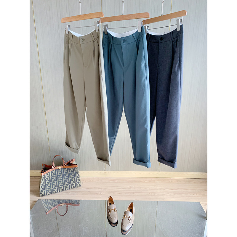 Gas field plus-height two meters ~ high waist display slim fit and washable wool curl straight cylinder 90% western dress pants lady autumn and winter