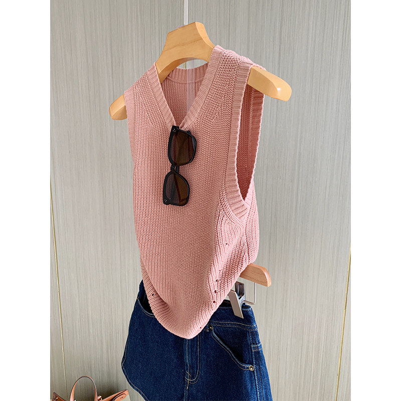 Comfortable and soft Egypt's long suede cotton ~ minimalist round neckline Fashion Breathless with sleeveless vest female waistcoat Summer