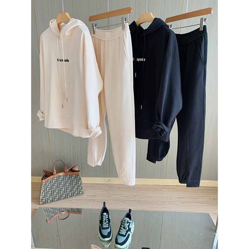 Comfort Xinjiang Changmere Cotton~Hat Letter printed loose long sleeve suit female autumn