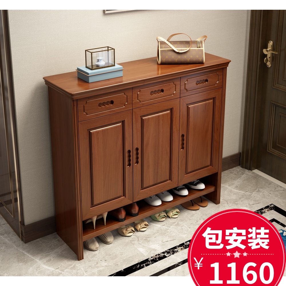 Chinese style living room large capacity solid wood shoe cabinet modern brief about 23 doors small family type wooden shoes kitchen locker-Taobao
