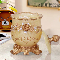  European-style round multi-purpose cotton swab box creative living room household toothpick box Fashion portable cotton swab box Household supplies