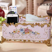  European-style resin living room pumping paper box Desktop storage box Retro remote control multi-function storage box bedroom tissue box
