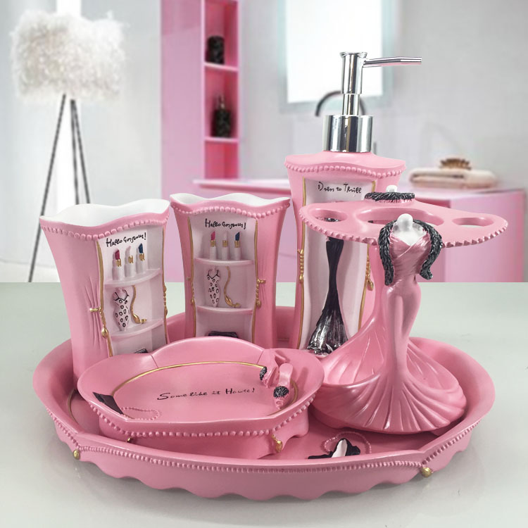 Eurostyle Bathroom Five Pieces Sets New Wedding Toiletries Creative Gift Set Wedding for Wedding Qing Resin Five Sets Toothbrushing Cups
