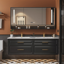 French retro bathroom cabinet combination bathroom double basin washbasin oak hand washbasin slate ceramic seamless