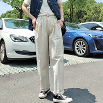 Branch small buds new autumn 2021 radish pants trousers pear-shaped loose cotton elastic waist casual pants women