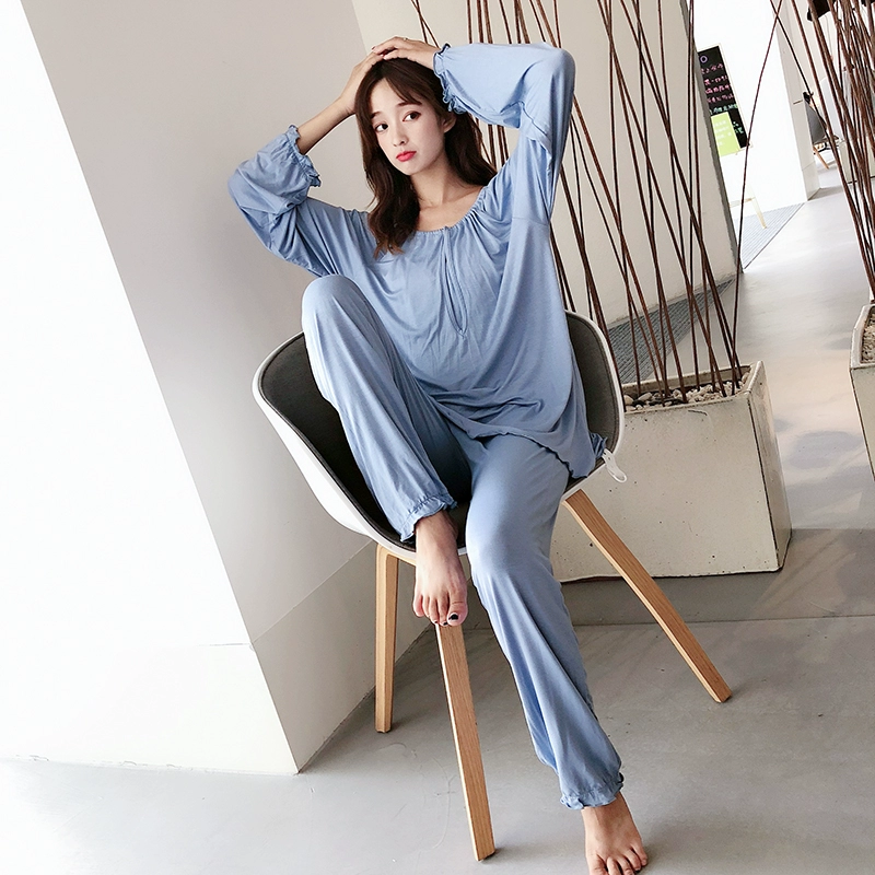 Phương thức giam giữ quần áo mùa hè mỏng sau sinh cộng với kích thước phụ nữ mang thai cho con bú đồ ngủ sau sinh dài tay dịch vụ viện dưỡng lão - Giải trí mặc / Mum mặc