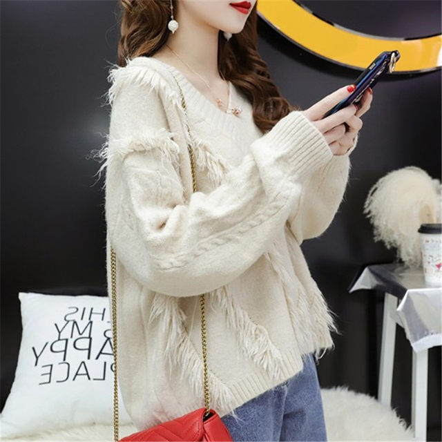 Lazy wind pullover sweater women's autumn 2021 new loose Korean version is very fairy net red all-match outer knitted sweater