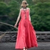 Ying Ru phong cách quốc gia của phụ nữ váy cotton và vải lanh là trang phục rất cổ tích mùa hè là đoạn dài mỏng trên váy khí chất đầu gối - Váy dài váy yếm bò dài Váy dài