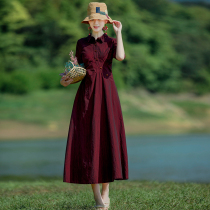 Ying as the original National style retro dress female 2020 Summer new art style slim temperament long skirt thin