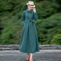 Ying Ruyi original national style wool dress female 2020 Autumn and Winter new warm dress literary base skirt