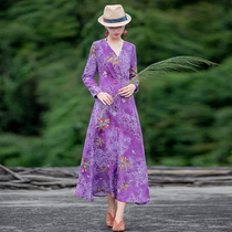 (The second piece 1 yuan) Ying as ethnic style dress women autumn and winter New long skirt thin base skirt