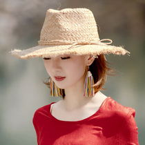 Ying Rui original national style Lafite straw hat travel holiday travel sun hat art leisure sun hat woman