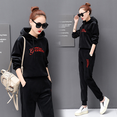 【加绒加厚】金丝绒卫衣两件套情侣