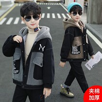 Hong Kong's new boy thickened coat in winter 2021 fashionable and color-cracked sweater children's clothing