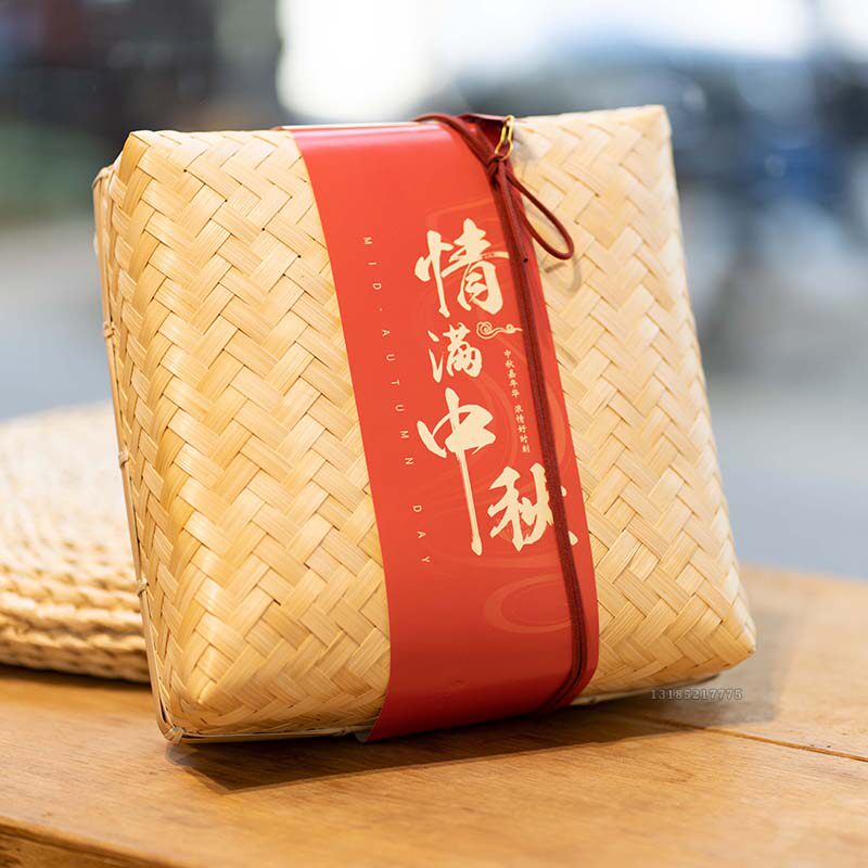 Original Bamboo Tea Storage Basket Crab Hairy Crab Mooncake Packaging Box Handmade DIY Mid-Autumn Festival Gift Basket