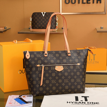  Tote bag large bag female Hong Kong 2021 new fashion leather shoulder portable printing large capacity commuter bag