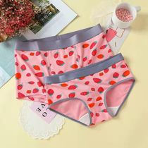 Pink Strawberry Couple Underwear Pure Cotton Cute Sexy Fashion Trend Couple Antibacterial Comfortable Mid Waist Boxer
