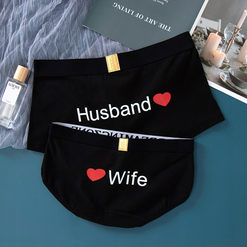 Couple underwear cotton suit creative letters young men and women comfortable cute sexy couple models mid-waist shorts