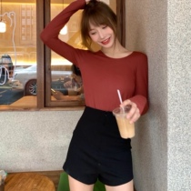 Autumn-winter thermal underwear for women without marks and elegant abbeque fiber crewy bottom blouse with undershirt autummy and autumn pants suit