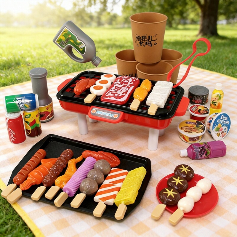 Children's Barbecue Skewers Pretend Play Set for Kids, Boys and Girls Kitchen Toys, Realistic Kitchen Utensils