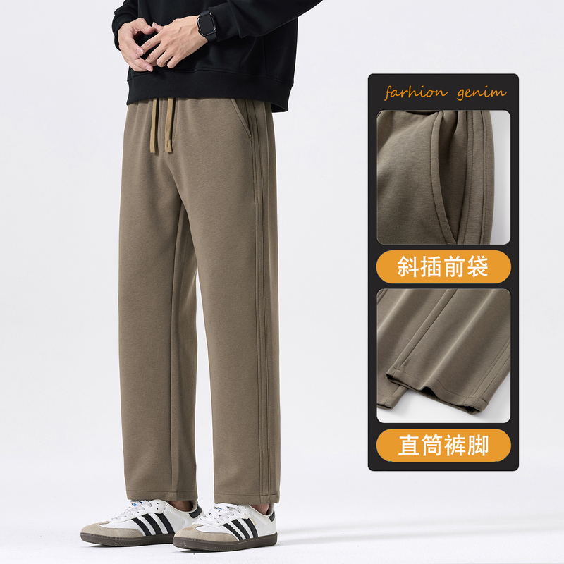 Men's Cropped Casual Pants 2026 Autumn New Trendy Brand Versatile Knit Sweatpants Loose Straight Elastic Waist Sports Pants