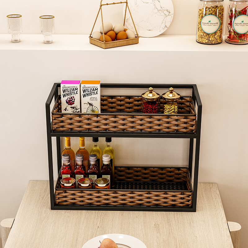 Net Red leaning against wall table Dining Shelf Tabletop Shelve Finishing Multilayer Small Snacks Shelf Kitchen Dining Table Home Iron Art