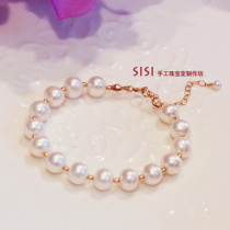 Natural Freshwater Real Pearl Hand Strings Bracelet Temperament Lady Brief Temperament Retro Jewellery Original Design Dins Niche