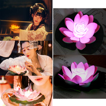 New ancient style Hanfu photo auxiliary props led night scene lotus lamp Wei Jin wind studio photo props lotus flower