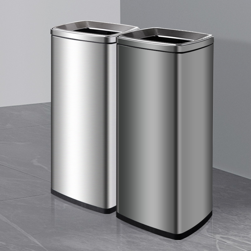 Bucket-Shaped Stainless Steel Trash Can, Large Capacity, Commercial Use, Lidless, for Kitchen, Living Room, Public Restroom, Paper Towel Holder