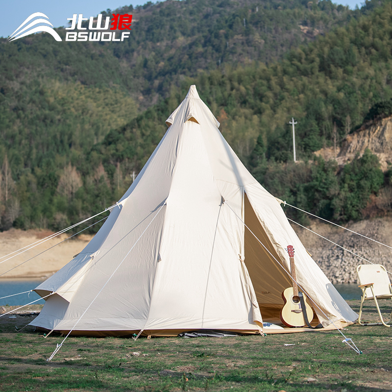 Tent Outdoor Portable Camping Camping Camping Thickened Anti-Rainstorm Large Field Large Space Cotton Fabric Pyramid Sunscreen