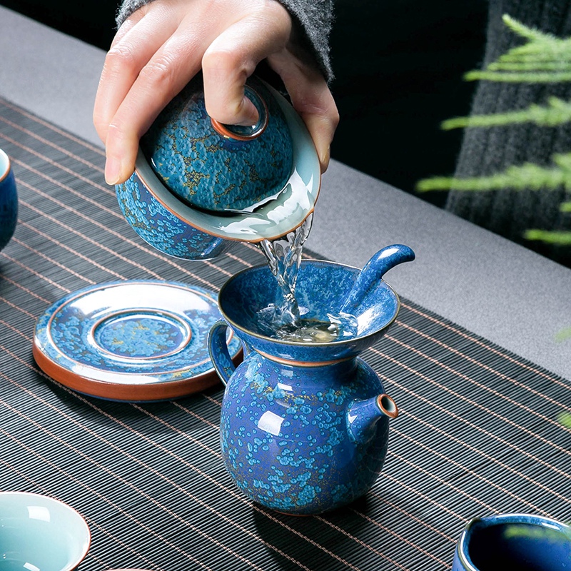 Kung fu tea red glaze, suit jingdezhen Chinese office of a complete set of sample tea cup tea pot lid bowl gift boxes