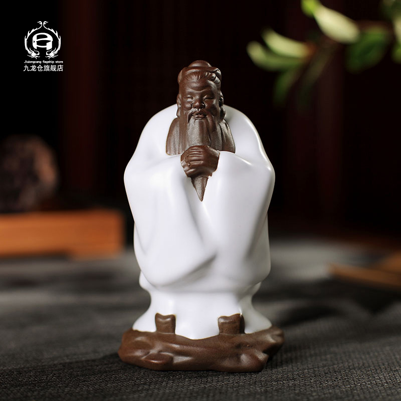 DH express little pet furnishing articles jingdezhen kung fu tea tea accessories simple ice crack tea tea table clay figurine furnishing articles