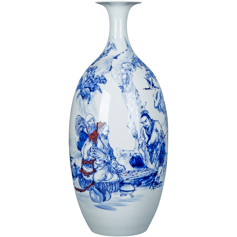 Big jingdezhen blue and white porcelain vase Chinese antique hand - made decorative flower arrangement sitting room desktop furnishing articles ceramics by hand