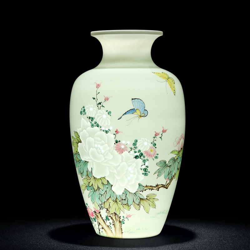 Half an hour and exquisite porcelain of jingdezhen ceramic vase hand - made of new color flower vase sitting room of Chinese style table vase