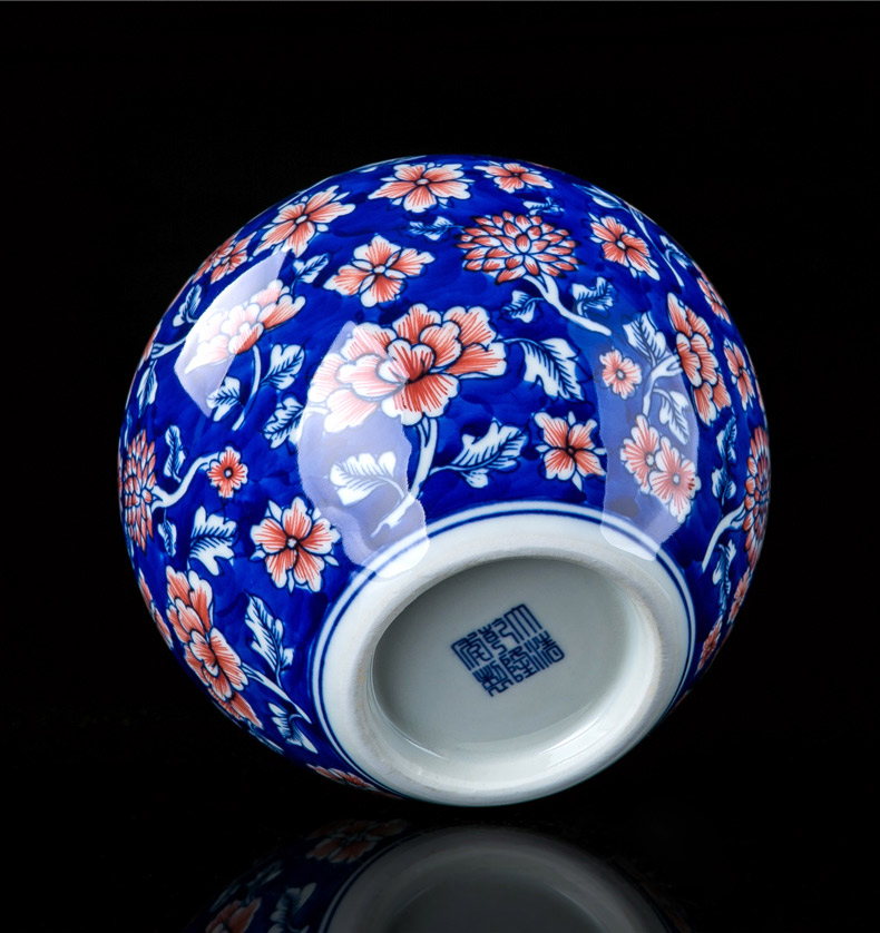 Jingdezhen blue and white youligong furnishing articles hand - made ceramic vase vases, flower arrangement of Chinese style living room decorations pomegranate bottles