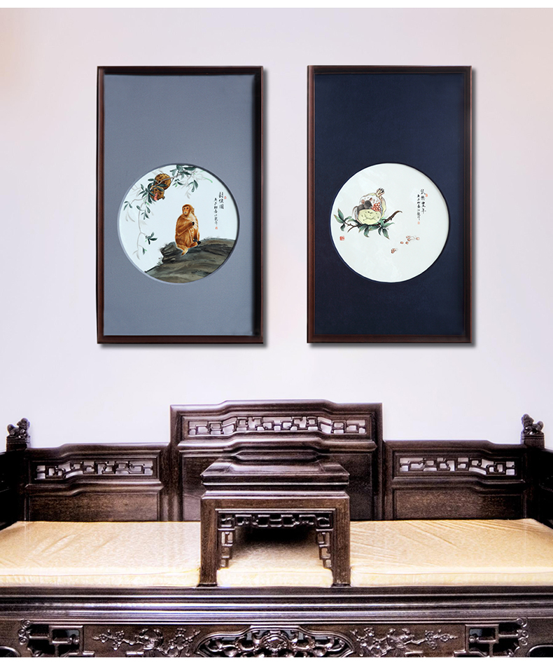 Art of jingdezhen porcelain plate painting manual coloured drawing or pattern sitting room sofa background wall porch decoration of Chinese style household hangs a picture